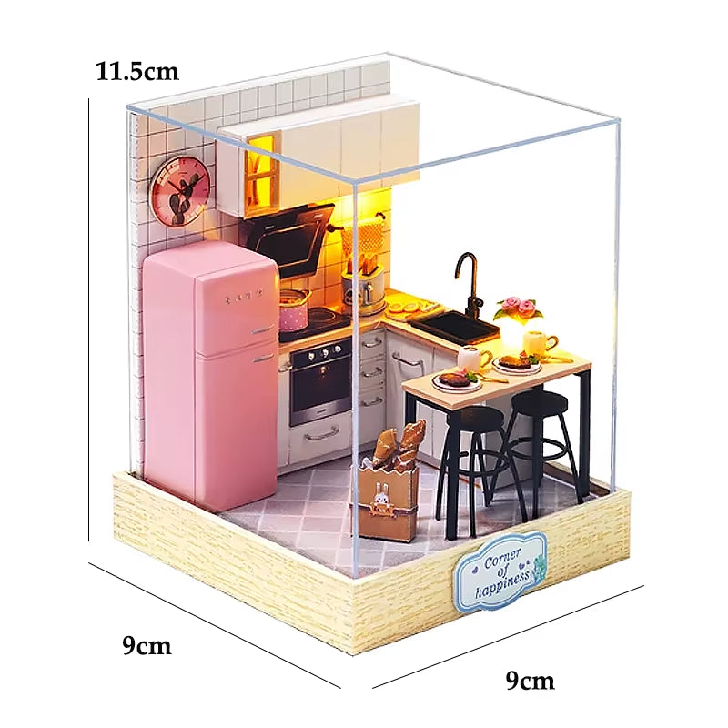 Magical Doll House Wooden Miniature DIY Assembly Building Model Kit Production of Small Room Toys Decorations with Furniture